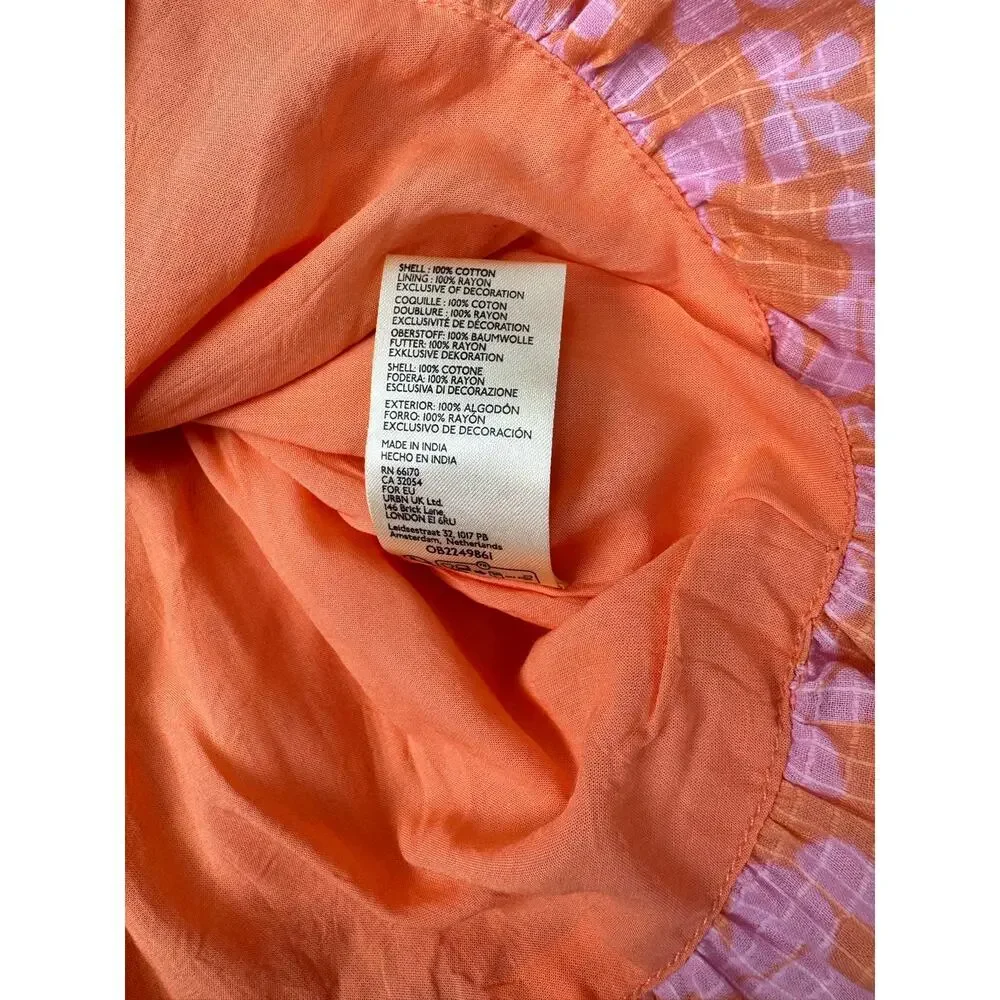 Free People Annalise Mini Dress Bubble Hem Smocked Strapless Peach Pink Coastal